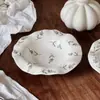 Prato de cerâmica lavanda estilo francês, prato com contas feito à mão, prato de salada, prato de frutas, prato fundo para sopa, prato fundo, prato para massa para uso doméstico