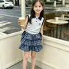 Conjunto de Ropa de Verano para Niñas de 0 a 6 Años Chaleco Elegante para Bebé Camisa Polo Infantil con Cuello Falda Corta Conjunto de Dos Piezas Moderno