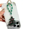 Cadena para Teléfono Móvil de Árbol de Navidad Atmosférico Colgante Personalizado Hecho a Mano con Perlas de Diamante Completo Regalo de Navidad Accesorio Versátil Llavero