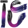 Pelucas Trenzadas de Colores Estilo Europeo y Americano, Coletas de Color Degradado, Trenzas de Espiga de Celebridades de Internet, Trenzas de Boxeadora de Tres Hebras para Discoteca