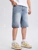 Bermudas de mezclilla recta lavada vintage para hombre, verano, delgadas, holgadas, estilo americano, pantalones modernos, casuales, medios