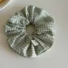 Goma para el pelo a cuadros verde menta fresca estilo coreano para niñas, con un toque de alta gama, Scrunchie para peinado de moño