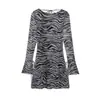 Vestido de malha de seda com estampa de animal, costas abertas, manga longa, sexy, best-seller do AliExpress, vestuário feminino de comércio exterior transfronteiriço europeu e americano