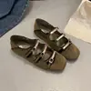 Zapatos Mary Jane estilo francés para mujer, punta cuadrada plana, estilo ballet versátil 2026 con hebilla metálica, colección de otoño, suela suave, zapatos de un solo color de corte bajo
