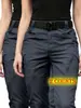Amazon Calças de Trabalho Estilo Americano Femininas Duráveis Versáteis Casuais Cor Sólida Para o Trabalho Perna Reta Emagrecedoras Multi-Bolsos Longas