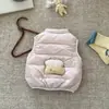 Chaleco cálido de plumón de pato blanco al 90% para bebé niña para otoño e invierno, chaleco de plumón de dibujos animados para niñas pequeñas, ligero y adecuado para usar como prenda exterior