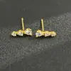 2026 Pendientes de Botón de Plata S925 de Venta Caliente Transfronteriza con Gradiente de Tres Piedras y Elegancia Lineal, Pendientes Pequeños y Versátiles para el Día a Día