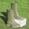 Botas de chuva fashion quentes de cano médio para adultos, novas botas de borracha impermeáveis antiderrapantes com cordão, botas curtas resistentes ao desgaste, sapatos d'água espessados