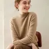 Suéter feminino de caxemira macia e cerosa, meia gola alta, grosso, cor sólida, solto, casual, ombro de sela, outono e inverno, nova camisa básica