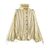 Ropa europea y americana para mujer transfronteriza, popular en AliExpress, top casual de rayas con cordón + pantalones rectos de rayas con cordón