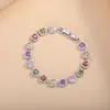 Nueva Moda Europea y Americana Versátil Pulsera de Circonia de Colores para Mujer Joyería de Mano de Latón No Fácil de Decolorar Joyería de Mano de Moda