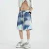 DK003 Calças de Cinco Pontos de Verão Shorts com Cordão Degradê Colorido Estampado Multicanal Soltos Casuais Moda Calças de Praia