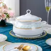 Conjunto de Pratos Jingdezhen Doméstico Simples Europeu Cerâmica Louça Tigelas, Pratos e Hashis de Porcelana Azul Presente Atacado