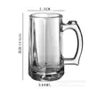 Jingxiang vaso de agua de vidrio transparente gran capacidad para el hogar resistente al calor engrosado taza de té con asa Cerveza Cerveza Cerveza Taza Casa de té Bar
