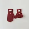 Guantes infantiles coreanos Yipan 2026 nuevo modelo de invierno para niños y niñas, cálidos de lana tejida con tapa abatible, color liso, guantes para bebé