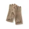 Guantes Elegantes de Cachemira Pura Estilo Francés para Mujer, Guantes Cálidos Resistentes al Viento para Ciclismo al Aire Libre en Otoño e Invierno, Forrados de Vellón, Pantalla Táctil, Engrosados