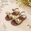 Sandalias Brillantes para Niña con Moño Suela Suave Antiderrapante Velcro Estilo Princesa Verano Zapatos de Playa para Niños