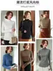 Capa base de cuello medio para mujer, elegante, nuevos artículos de otoño e invierno, alta gama, talla grande, adelgazante, top de punto de manga larga para figuras más voluminosas