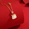 Collar Tichia Original de Jade Hetian Caballo Lindo para Mujer Plata de Ley S925 Estilo Chino Nuevo Colgante de Gama Alta Año del Caballo 2026