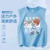 Chal de Algodón Puro para Niños Modelo 2026 Cuello Redondo Jersey Estampado de Dibujos Animados Verano Holgado Transpirable Top sin Mangas para Niños