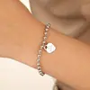 Joyería de Colgante en Forma de Corazón Nuevo Transfronterizo Ins Diseño de Nicho Cadena de Bolas Redondas Pulsera de Moda de Acero de Titanio para Mujer Corazón de Melocotón