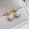 Brincos de pérolas naturais de água doce, mini brincos fofos, de temperamento simples, micro diamante, cabaça pequena, verão