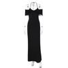 Vestido de Verão Feminino 2025 Estilo Europeu e Americano Transfronteiriço Novo com Gola de Uma Alça, Decote Halter, Cadarço, Painéis de Renda e Malha, Cor Sólida