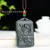Jade Verde Hetian Natural Colgante Largo de Dragón y Fénix Colgante de Jade para Pareja Colgante de Dragón Verde y Fénix Suministro en Vivo