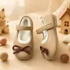 Sapatos de Pelúcia Mary Jane Princesa para Meninas Outono Inverno Jardim de Infância Menina Sola Macia Laço Fecho Mágico Pantufas Quentes