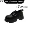 Sapatos de couro genuíno com sola grossa de 7 cm para aumentar a altura para mulheres baixinhas, mocassins de couro estilo britânico doce e descolado, sapatos de plataforma únicos