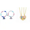 Tema de Ángel de Stitch Conjunto de Pulsera y Collar para Pareja y Mejor Amigo Colgante de Corazón Patchwork Accesorios Divertidos para Niños Venta al por Mayor