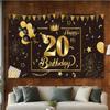 Amazon Nueva Tela de Bandera Tema Negro Dorado Decoración de Cumpleaños Banner Feliz Cumpleaños Fondo de Fotografía Tela de Bandera
