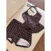 Camisón de Lunares con Cuello Halter Estilo Chica Picante Estilo Americano para Mujer, Nuevo Conjunto de Shorts Casuales de Cintura Alta 2026
