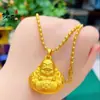 Colgante de Buda Hueco Tallado Antiguo Chapado en Oro de Nuevo Estilo con el Carácter "Fortuna" para Hombres y Mujeres, una Estatua de Buda que Trae Paz, Riqueza y Buena Fortuna, un Collar de Buda Sonriente