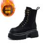 Botas Martin de Solado Grosso para Mulheres 2026 Outono e Inverno Novas Botas Versáteis Lavadas em Cor Estilo Britânico Ins Salto Grosso que Aumenta a Altura Botas de Cano Curto para Motociclista