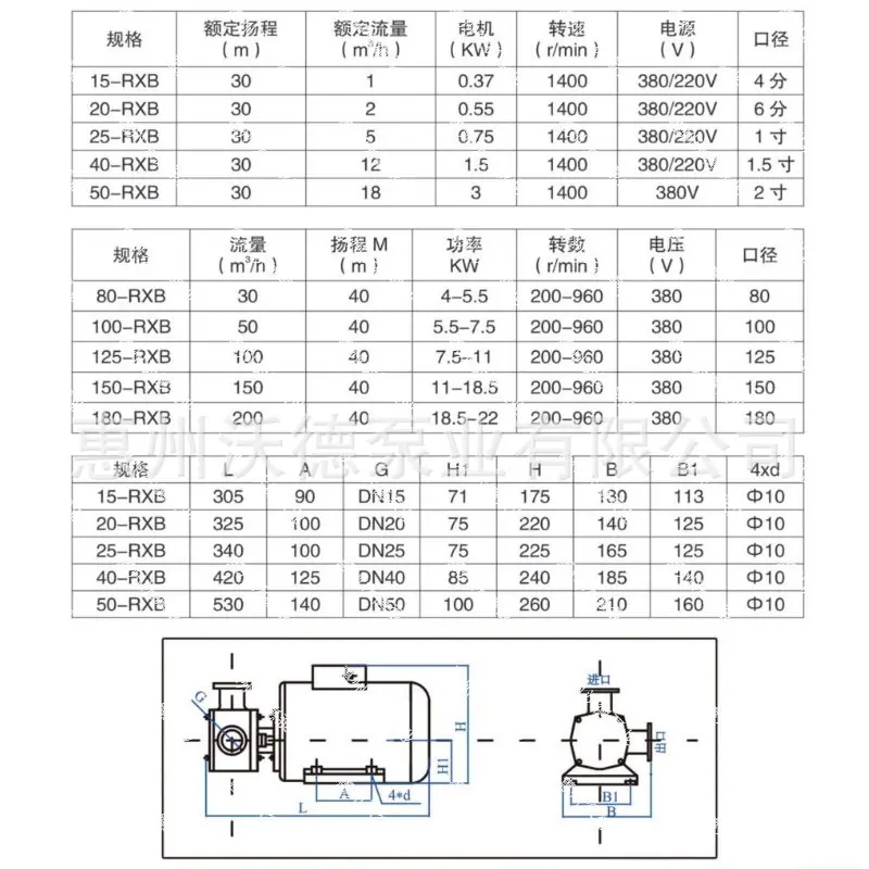 RXB扰性泵参数表