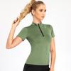 Ropa Deportiva de Fitness Ajustada con Cuello Alto y Media Cremallera Top Deportivo Chaqueta para Correr para Mujer de Manga Corta Ropa de Yoga Wa96 Transpirable y de Secado Rápido