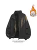 Jaqueta Retro Americana Outono e Inverno com Gola Alta para Homens, Forrada com Lã, Engrossada, Corte Solto, Casual, Versátil, Casaco de Algodão para Casal