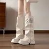 Botas de Perna Larga com Cabeça Grande Picante Femininas 2026 Salto Grosso Aumentador de Altura Botas Longas Acima do Joelho Doce Cool Cano Alto Botas Rider Petite