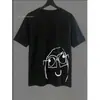 Camiseta de Manga Curta Estampada Y2K Harajuku Europeia e Americana de Verão, Top de Gola Redonda, Camiseta Tendência Estilo Rua INS Retrô Escuro