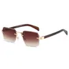 Gafas de Sol Cuadradas Sin Montura Populares Transfronterizas Gafas de Sol Tendencia de Moda Europea y Americana Gafas de Sol de Color Degradado