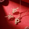 Conjunto Cobra de Zircônia Micro-Pave de Luxo Leve Personalidade Criativa Estilo Cool Acessórios de Colar e Brinco Temperamento Fashion