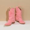 Pantalones de Mujer Botas Ante Tacón Grueso Tacón Alto Color Caramelo Slip-On Botas de Vaquero Occidental de Caballero Botas de Media Caña para Mujer Botas Cortas