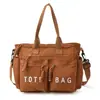 Bolsa de Lona de Grande Capacidade para Mulheres 2025 Novo Estilo Coreano Simples Bolsa de Ombro Transversal Versátil Bolsa de Mão para Trabalho Bolsa Tote