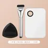 Set de Paleta de Base con Esponja de Piña Negra Brocha de Maquillaje Cabeza Plana Forma Recta No Absorbente Mascarilla de Polvo Belleza