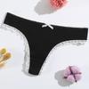 Nova roupa íntima em forma de T para meninas, calcinha de renda com fio dental, cintura baixa, respirável, algodão, calças T, fornecimento direto da fábrica