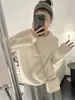 26 Suéter de Punto con Capucha 100% Lana Nuevo Otoño/Invierno para Mujer, Estilo Casual Corto Holgado, Top Juvenil y Versátil