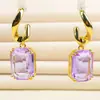 Nuevos Pendientes de Cristal Morado para Mujer, Pendientes Geométricos Sencillos, Pendientes Versátiles con Aguja de Plata 925, Venta Directa de Fábrica