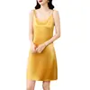 Vestido Camisola de Seda con Cuello en V para Mujer, Nuevo Estilo Primavera/Verano, Elegante Traje Vestido Adelgazante de Acetato de Seda de Morera con Falda Línea A