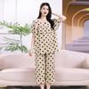 Pijama de Algodón Seda para Mujer Manga Corta Mamá Verano Ropa para Casa Traje de Algodón Artificial Abuela Mediana Edad y Adulta Mayor Verano